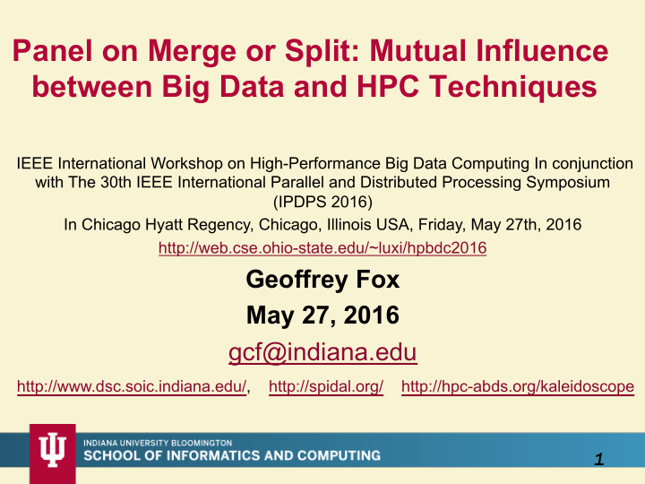panel on merge or split mutual influence between big data
