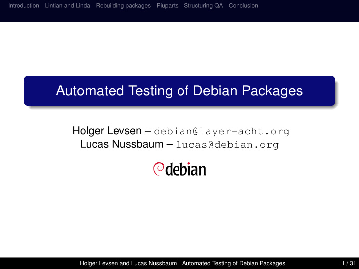 automated testing of debian packages