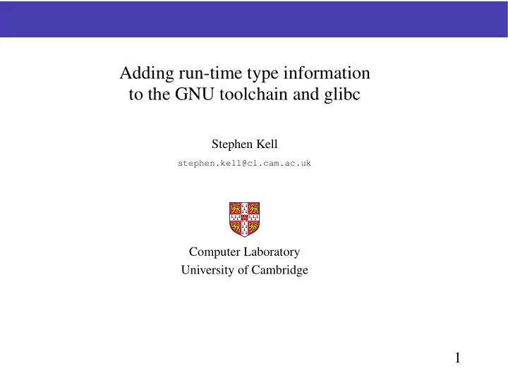 adding run time type information to the gnu toolchain and