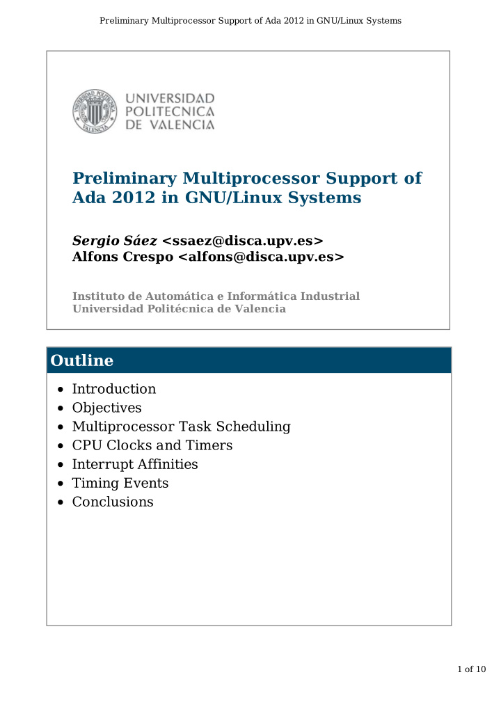 preliminary multiprocessor support of ada 2012 in gnu