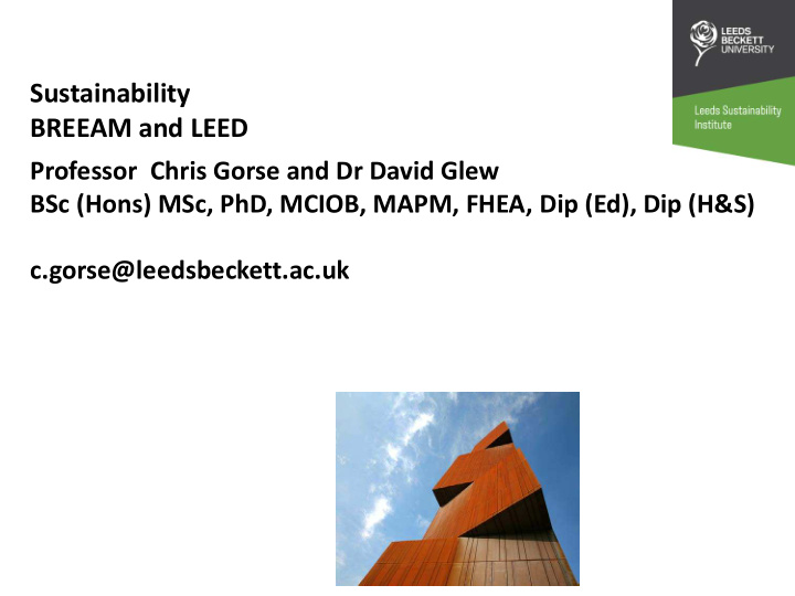 sustainability breeam and leed