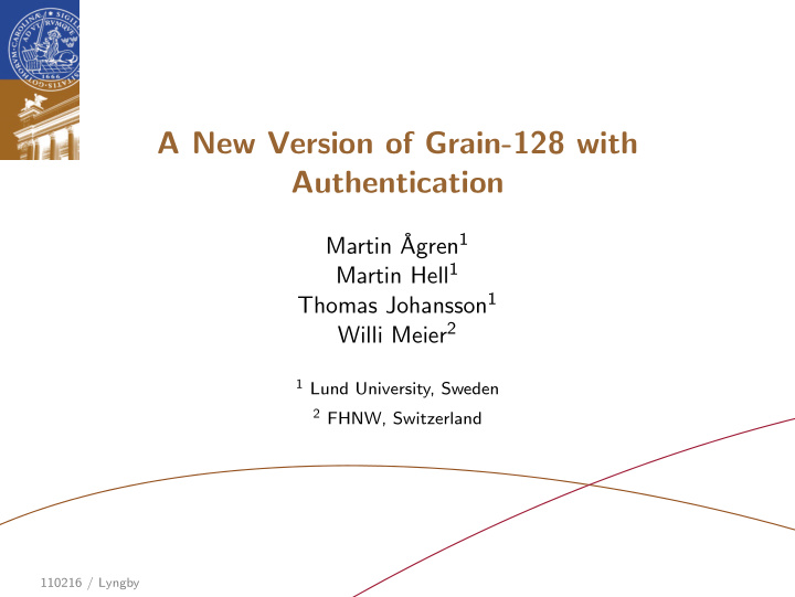 a new version of grain 128 with authentication