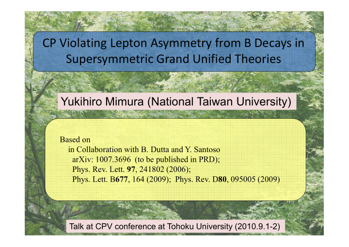 cp violating lepton asymmetry from b decays in