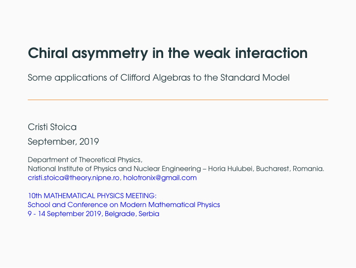 chiral asymmetry in the weak interaction