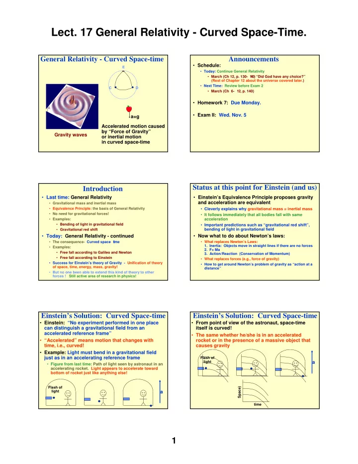 lect 17 general relativity curved space time