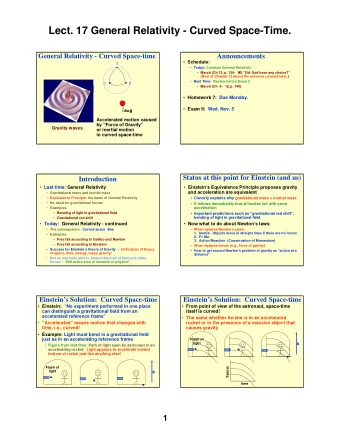 Lect. 17 General Relativity - Curved Space-Time.  General Relativity - Curved Space-time