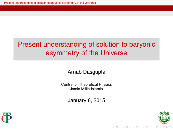 present understanding of solution to baryonic asymmetry