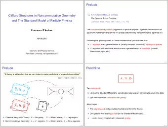 Prelude  A.H. Chamseddine, A. Connes,  Clifford Structures in Noncommutative Geometry The Spectral