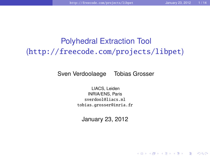 polyhedral program analysis and transformation