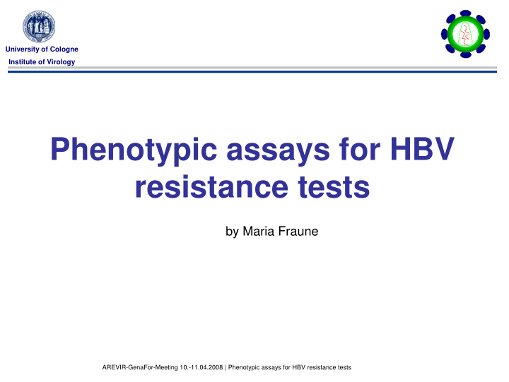 phenotypic assays for hbv resistance tests