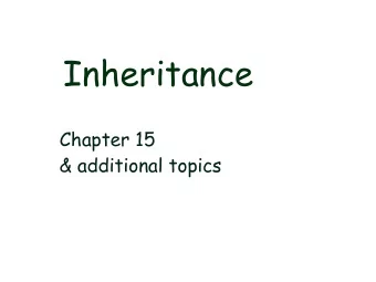 Inheritance Chapter 15   &amp; additional topics  Overview  Inheritance Introduction