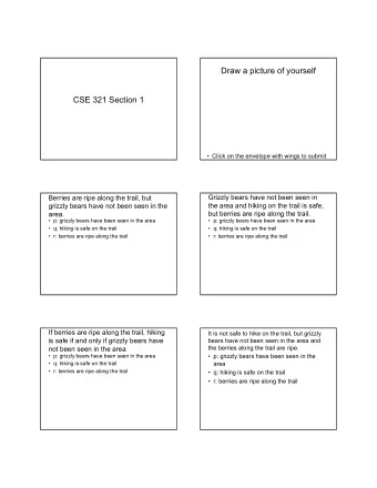Draw a picture of yourself  CSE 321 Section 1   Click on the envelope with wings to submit
