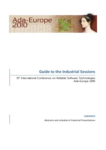 Guide  to  the  Industrial  Sessions   15 th International Conference on Reliable