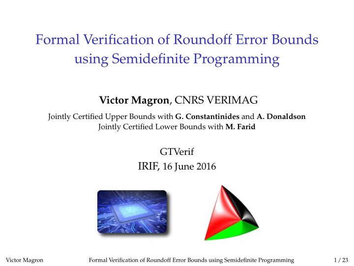 formal verification of roundoff error bounds using