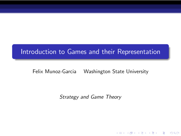 introduction to games and their representation