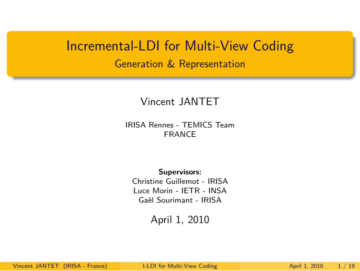 incremental ldi for multi view coding