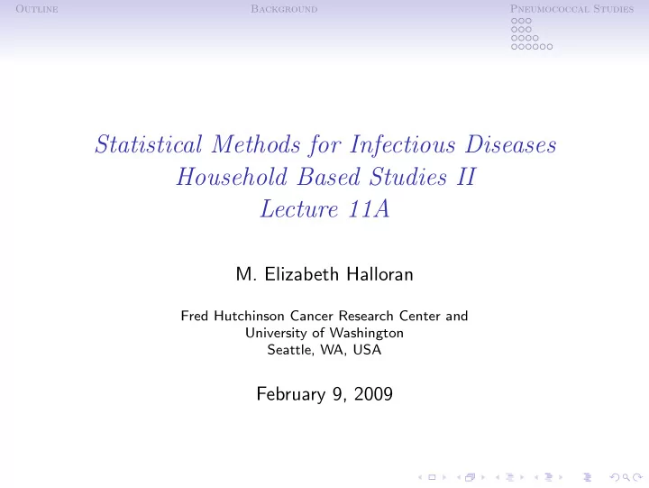 statistical methods for infectious diseases household
