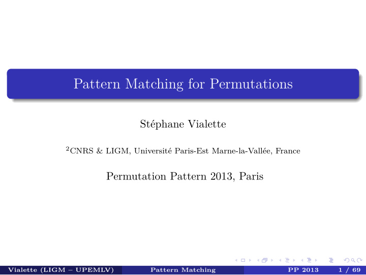 pattern matching for permutations