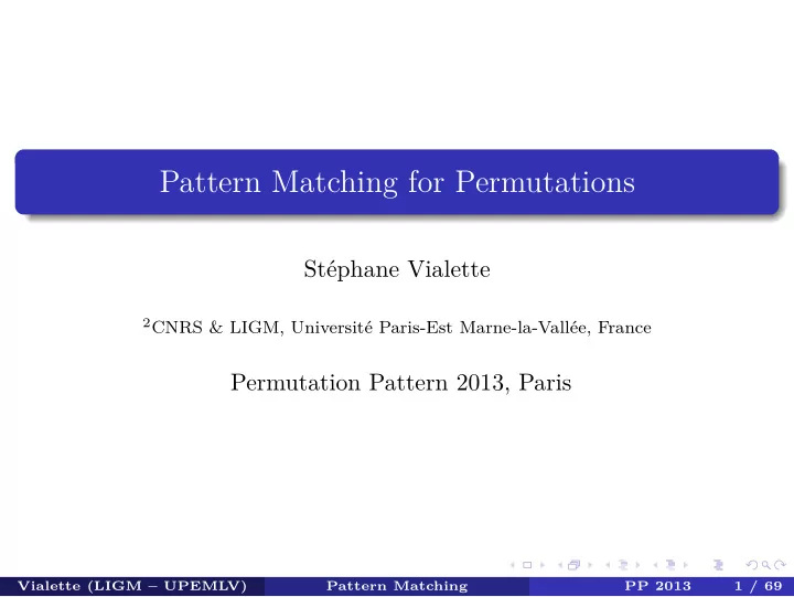 pattern matching for permutations