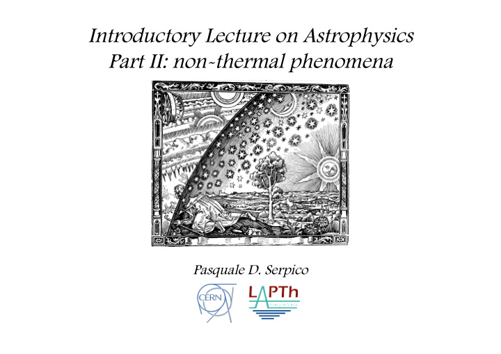introductory lecture on astrophysics part ii non thermal