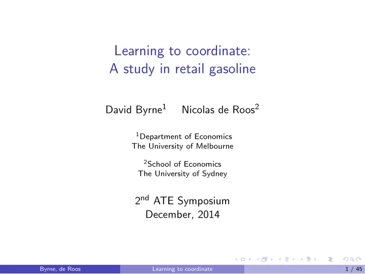 learning to coordinate a study in retail gasoline