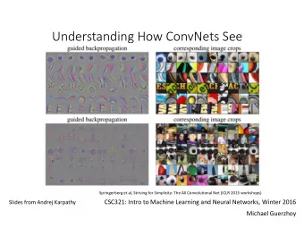 Understanding How ConvNets See  Springerberg et al, Striving for Simplicity: The All Convolutional