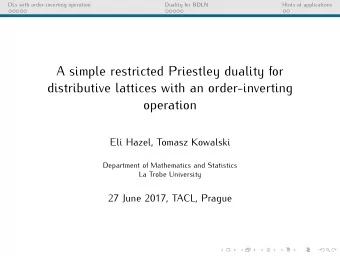 A simple restricted Priestley duality for  distributive lattices with an order-inverting  operation
