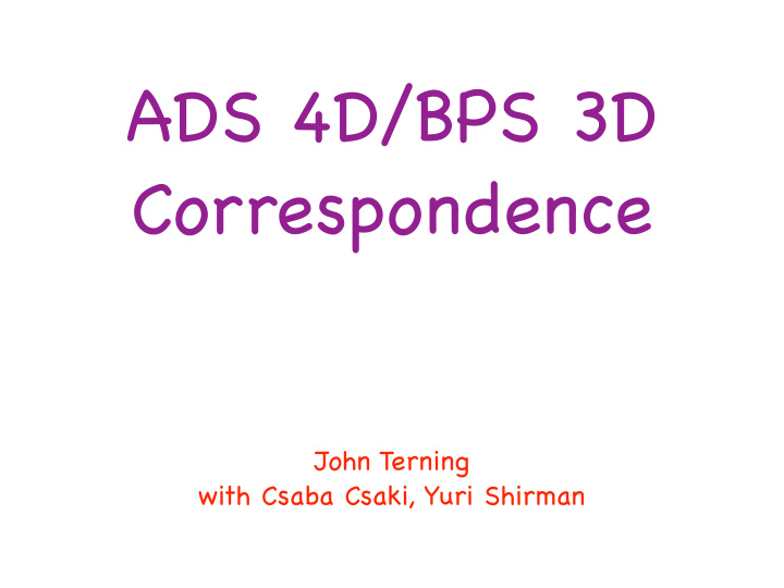 ads 4d bps 3d correspondence