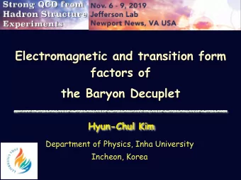Electromagnetic and transition form  factors of  the Baryon Decuplet  Hyun-Chul Kim  Department of