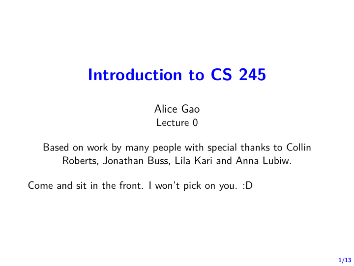 introduction to cs 245