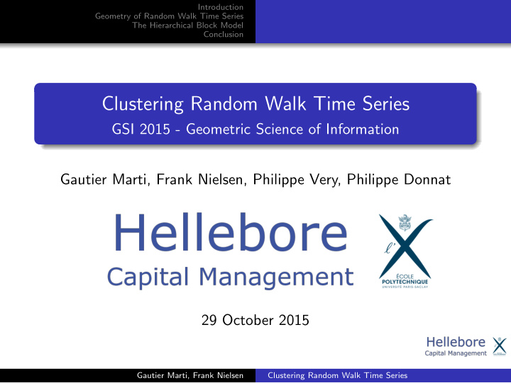 clustering random walk time series