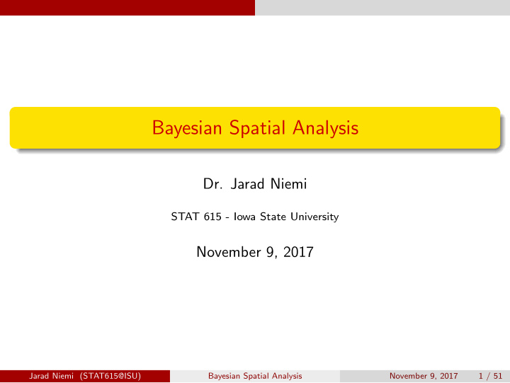 bayesian spatial analysis