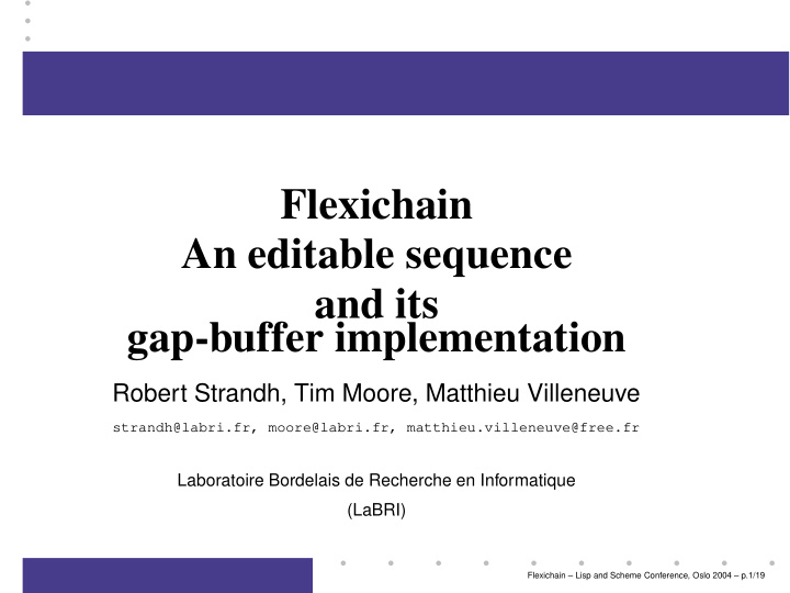 flexichain an editable sequence and its gap buffer