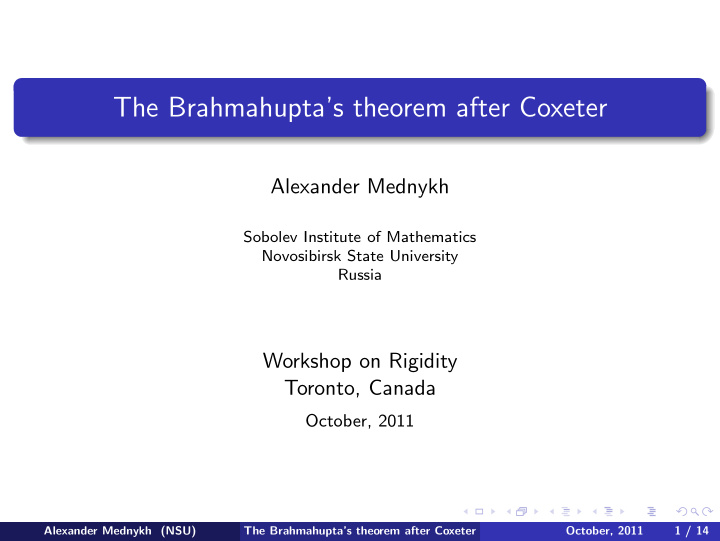 the brahmahupta s theorem after coxeter