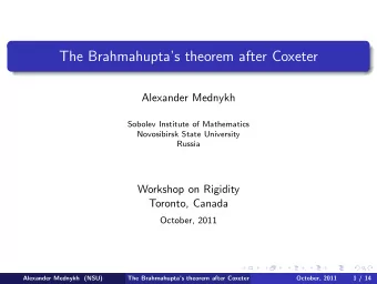 The Brahmahuptas theorem after Coxeter  Alexander Mednykh  Sobolev Institute of Mathematics