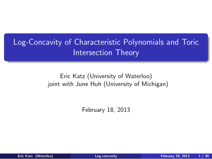 log concavity of characteristic polynomials and toric