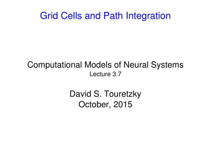 grid cells and path integration