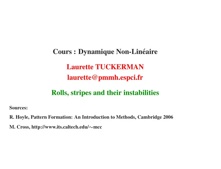 cours dynamique non lin eaire laurette tuckerman laurette