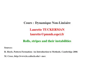 Cours : Dynamique Non-Lin  eaire  Laurette TUCKERMAN  laurette@pmmh.espci.fr  Rolls, stripes and
