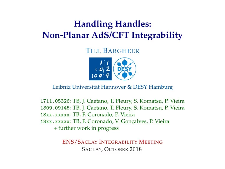 handling handles non planar ads cft integrability