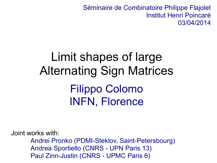 limit shapes of large alternating sign matrices