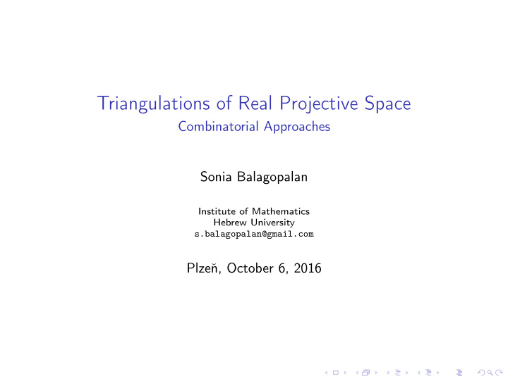triangulations of real projective space