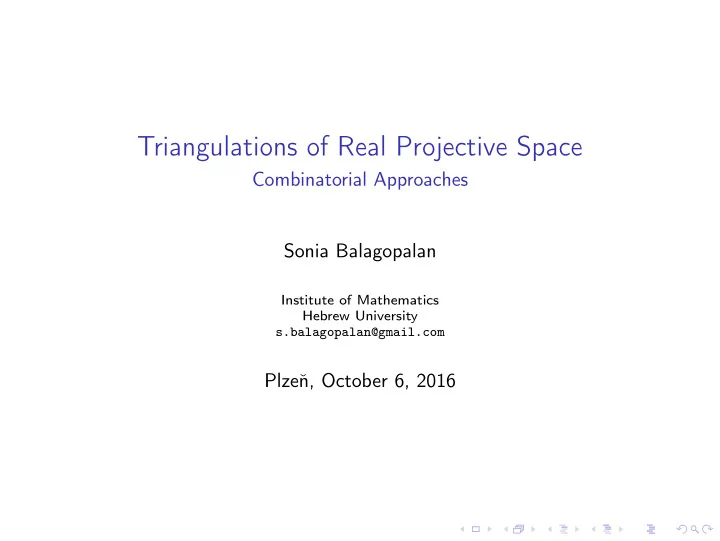 triangulations of real projective space