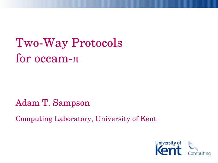 two way protocols for occam