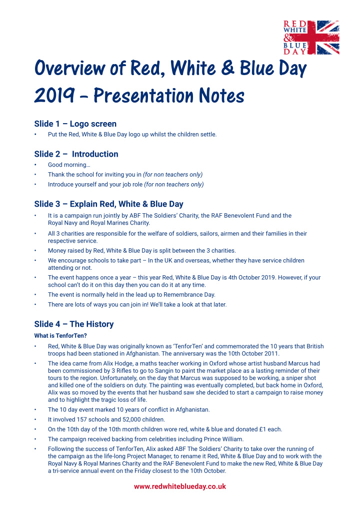 overview of red white amp blue day 2019 presentation notes