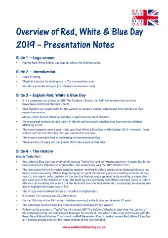 Overview of Red, White &amp; Blue Day  2019  Presentation Notes  Slide 1  Logo screen
