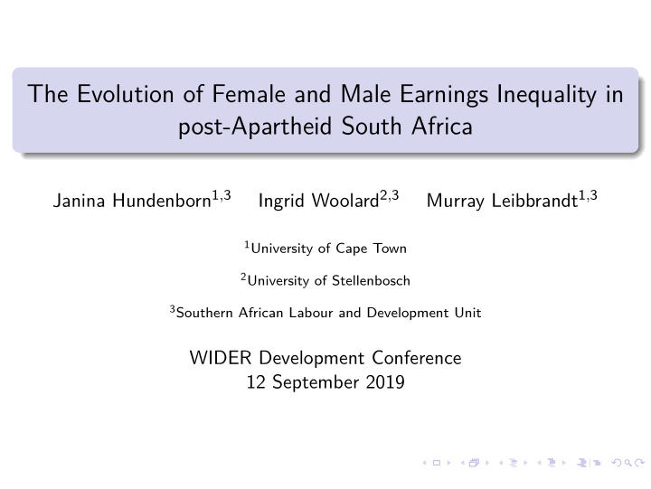 the evolution of female and male earnings inequality in
