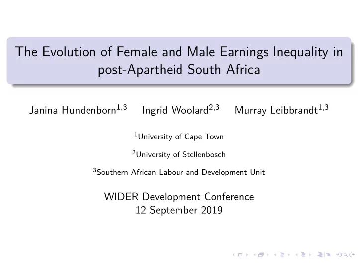 the evolution of female and male earnings inequality in