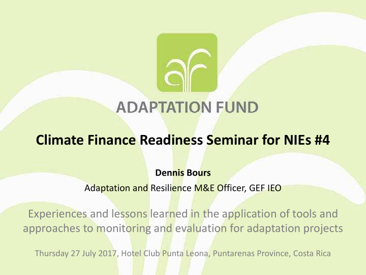 climate finance readiness seminar for nies 4