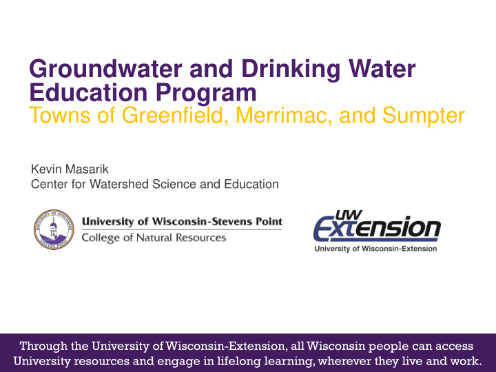 groundwater and drinking water education program